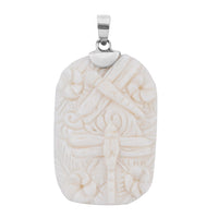 BALI GODDESS Carved Bone Dragonfly Pendant in Sterling Silver