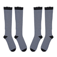 Set of 2 Black and White Spandex & Nylon 15-20mmHg Compression Socks with Zipper - XXL