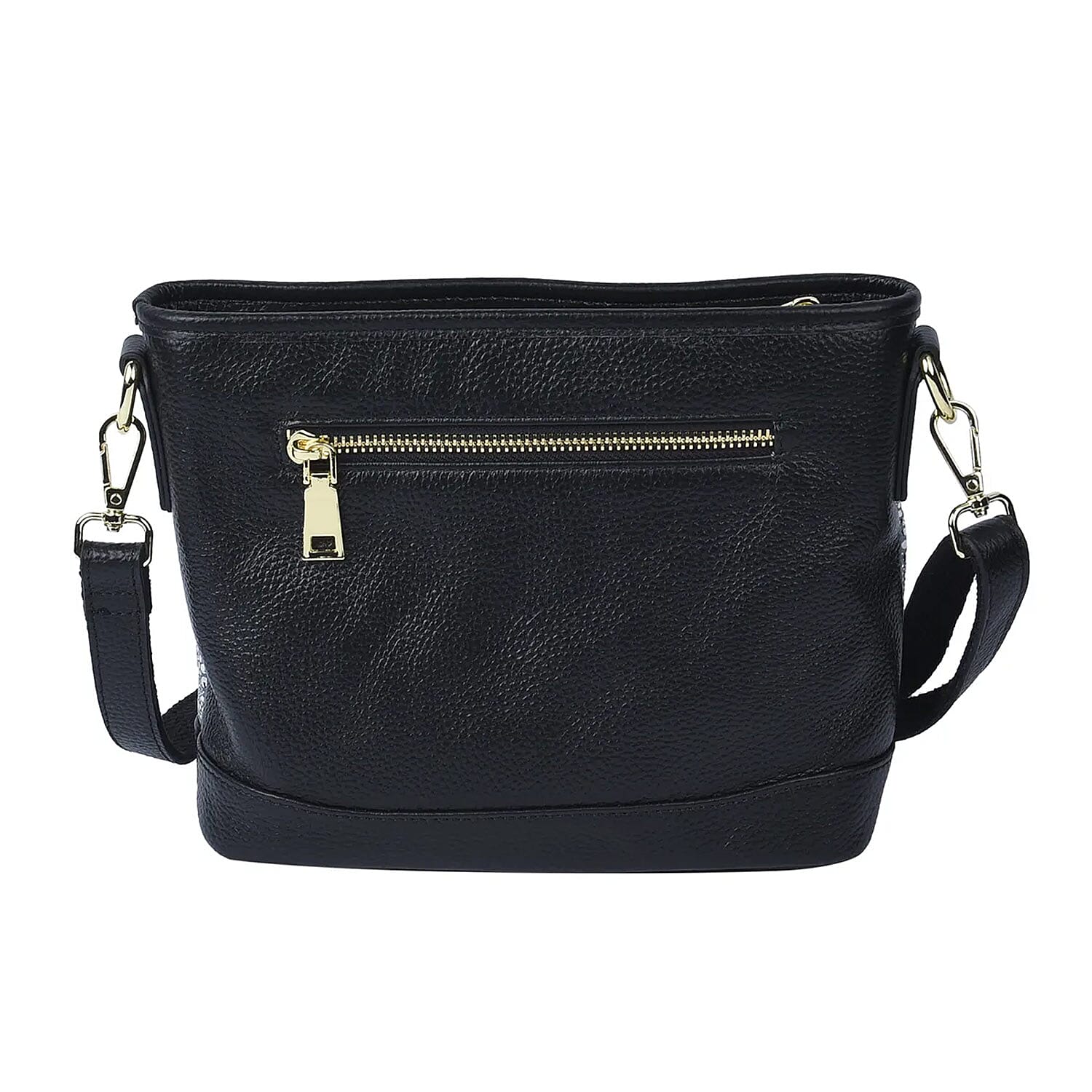 Hong Kong Closeout Collection Black & Blue Zebra Print Pattern Genuine Leather Crossbody Bag (9.45"x7.09"x3.15")
