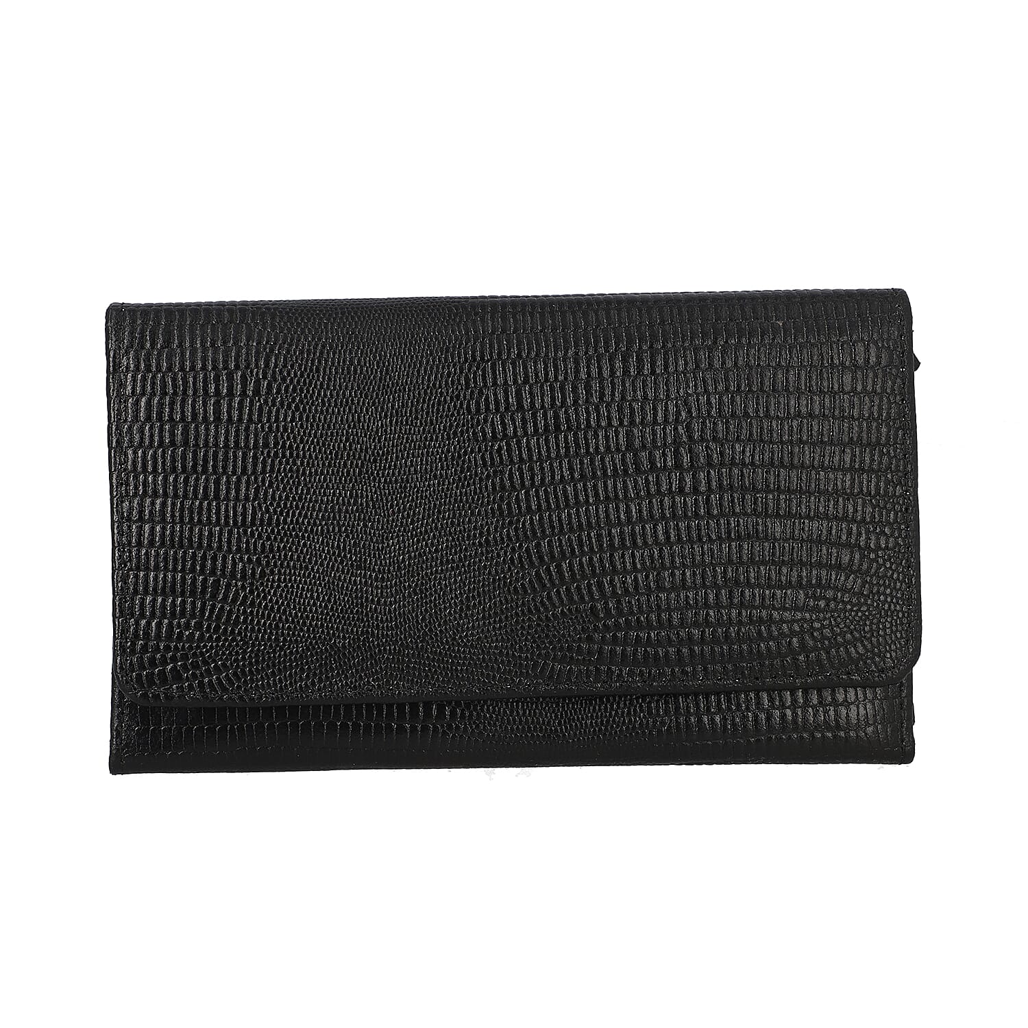 ONE TIME CLOSEOUT DEAL Black 100% Genuine Leather Lizard Embossed RFID Wallet