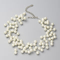White Pearl Glass 7-9mm Beaded Necklace 18 Inches in Silvertone - Sticky add to cart bar