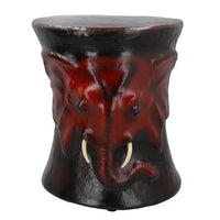 Handcrafted Leather Elephant Head Embossed Stool (14"x13")