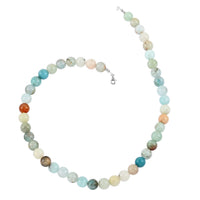 250.00 ctw Multi Color Aquamarine Quartz Beads Necklace 18 Inch in Sterling Silver