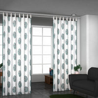 Pair of 2 Blue Screen Printed Cotton Mull Curtains with Tie Back & Loop