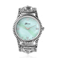 Genoa Green MOP Japanese Movement Malachite Studded Carved Tiger Pattern Bracelet Watch - Sticky add to cart bar