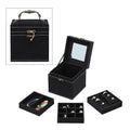 Black Velvet Three Layer Jewelry Box with Mirror, Handle & Lock (4.72x4.72x4.72) - Sticky add to cart bar