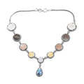 BALI LEGACY Mabe Pearl and Multi Color Mother of Pearl Carved Flower Necklace 18 Inches in Sterling Silver 35 Grams - Sticky add to cart bar