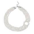Simulated Pearl Multi Row Necklace 22-24 Inches in Silvertone - Sticky add to cart bar