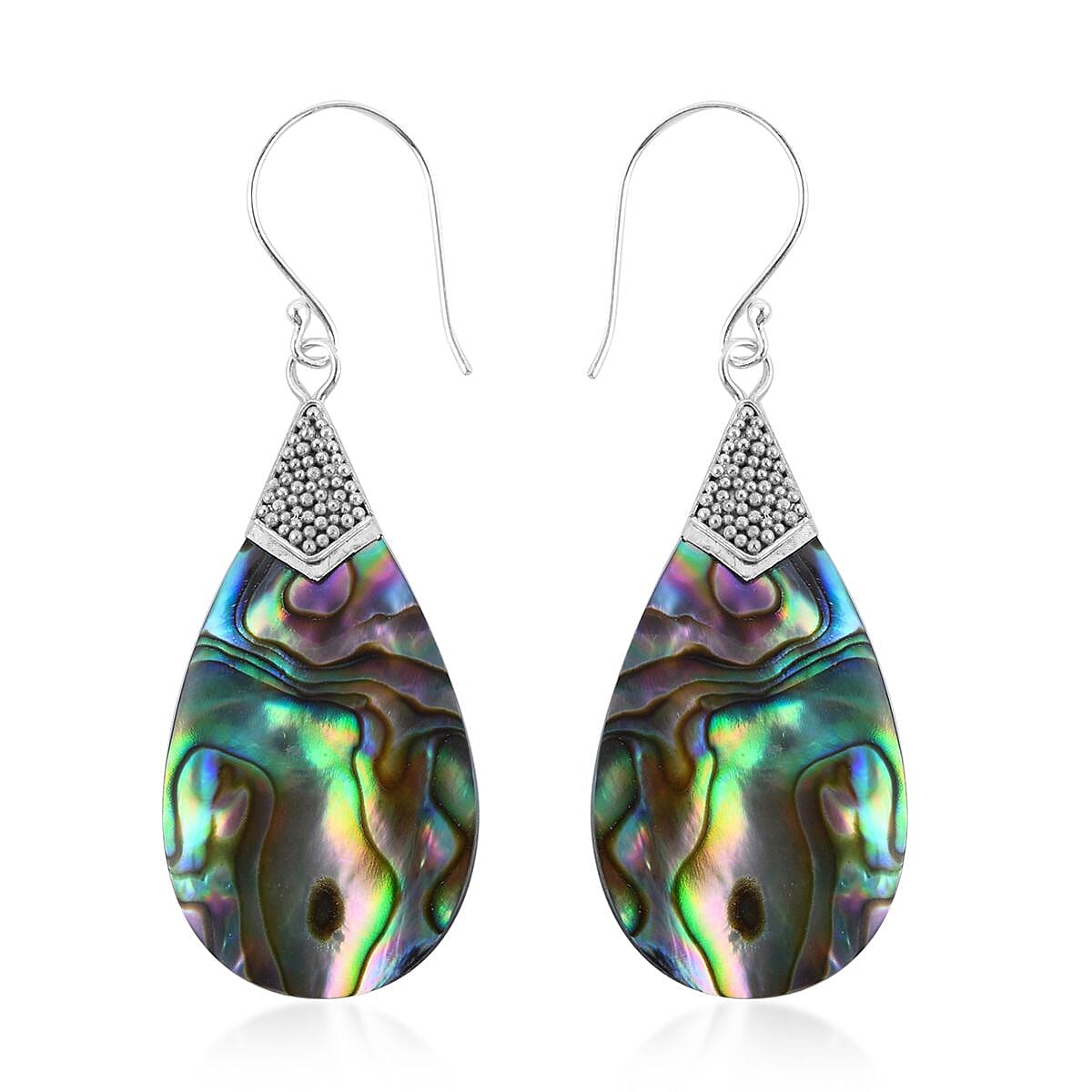Abalone Shell Teardrop Earrings in Sterling Silver