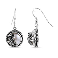 BALI LEGACY White Mabe Pearl Dragonfly Earrings in Sterling Silver 7 Grams
