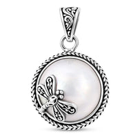 BALI LEGACY White Mabe Pearl Dragonfly Pendant in Sterling Silver