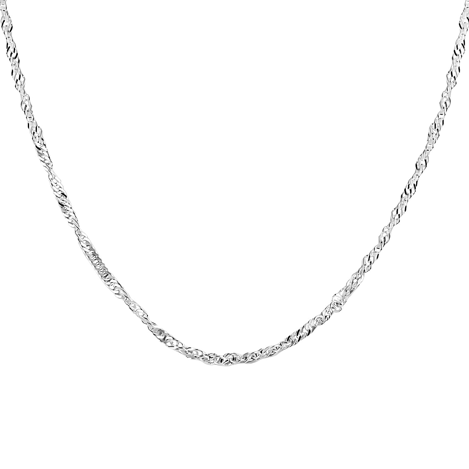 Italian Sterling Silver 2mm Adjustable Bolo Singapore Chain 2.90 Grams