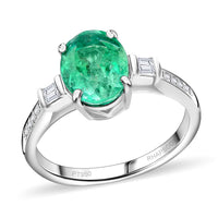 Certified & Appraised Rhapsody 950 Platinum AAAA Boyaca Colombian Emerald, Diamond (E-F, VS) (0.20 cts) Ring (Size 7.0) (5.30 g) 2.75 ctw