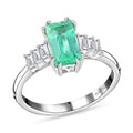 Certified & Appraised Rhapsody AAAA Boyaca Colombian Emerald and E-F VS Diamond 2.10 ctw Ring in 950 Platinum (Size 6.0) 4.75 Grams - Sticky add to cart bar