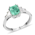 Certified & Appraised Rhapsody 950 Platinum AAAA Boyaca Colombian Emerald, Diamond (E-F, VS) Ring (Size 7.0) (4.65 g) 1.30 ctw - Sticky add to cart bar