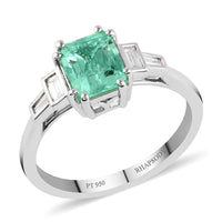 Certified & Appraised Rhapsody 950 Platinum AAAA Boyaca Colombian Emerald, Diamond (E-F, VS) Ring (Size 7.0) (4.65 g) 1.30 ctw