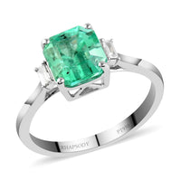 Certified & Appraised RHAPSODY 950 Platinum AAAA Boyaca Colombian Emerald and E-F VS Diamond Ring 4 Grams 2.25 ctw