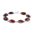 Baltic Cherry Colored Amber Link Bracelet in Sterling Silver (8.50 In) - Sticky add to cart bar