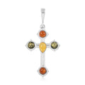Multi Color Amber Cross Pendant in Sterling Silver - Sticky add to cart bar