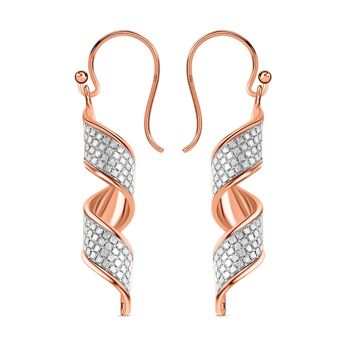 14K RG Over Sterling Silver Dangle Earrings 3.20 Grams