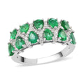 AAA Kagem Zambian Intense Green Emerald and Natural White Zircon Ring in Rhodium Over Sterling Silver 1.80 ctw - Sticky add to cart bar