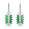 AAA Kagem Emerald and White Zircon Lever Back Earrings in Rhodium Over Sterling Silver 4.30 ctw - Sticky add to cart bar