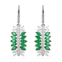 AAA Kagem Emerald and White Zircon Lever Back Earrings in Rhodium Over Sterling Silver 4.30 ctw