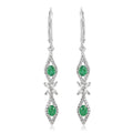 AAA Kagem Emerald and White Zircon Lever Back Earrings in Rhodium Over Sterling Silver 1.60 ctw - Sticky add to cart bar