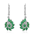 AAA Kagem Emerald and White Zircon Lever Back Earrings in Rhodium Over Sterling Silver 1.75 ctw - Sticky add to cart bar
