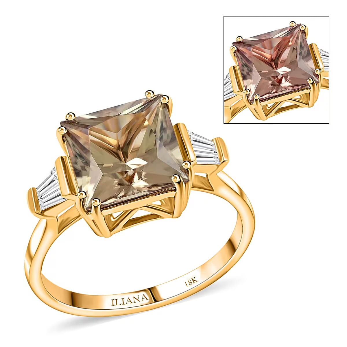 Doorbuster Certified & Appraised ILIANA 18K Yellow Gold AAA Turkizite and G-H SI Diamond Ring 3.65 Grams 4.25 ctw