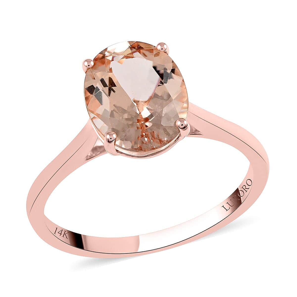 Doorbuster LUXORO 14K Rose Gold AAA Marropino Morganite Ring (2.15 g) 2.60 ctw