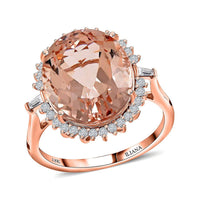 Doorbuster Certified & Appraised ILIANA 18K Rose Gold AAA Marropino Morganite and G-H SI Diamond Ring 3.45 Grams 8.60 ctw