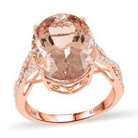 Doorbuster Certified & Appraised ILIANA 18K Rose Gold AAA Marropino Morganite and G-H SI Diamond Ring 4.10 Grams 9.00 ctw