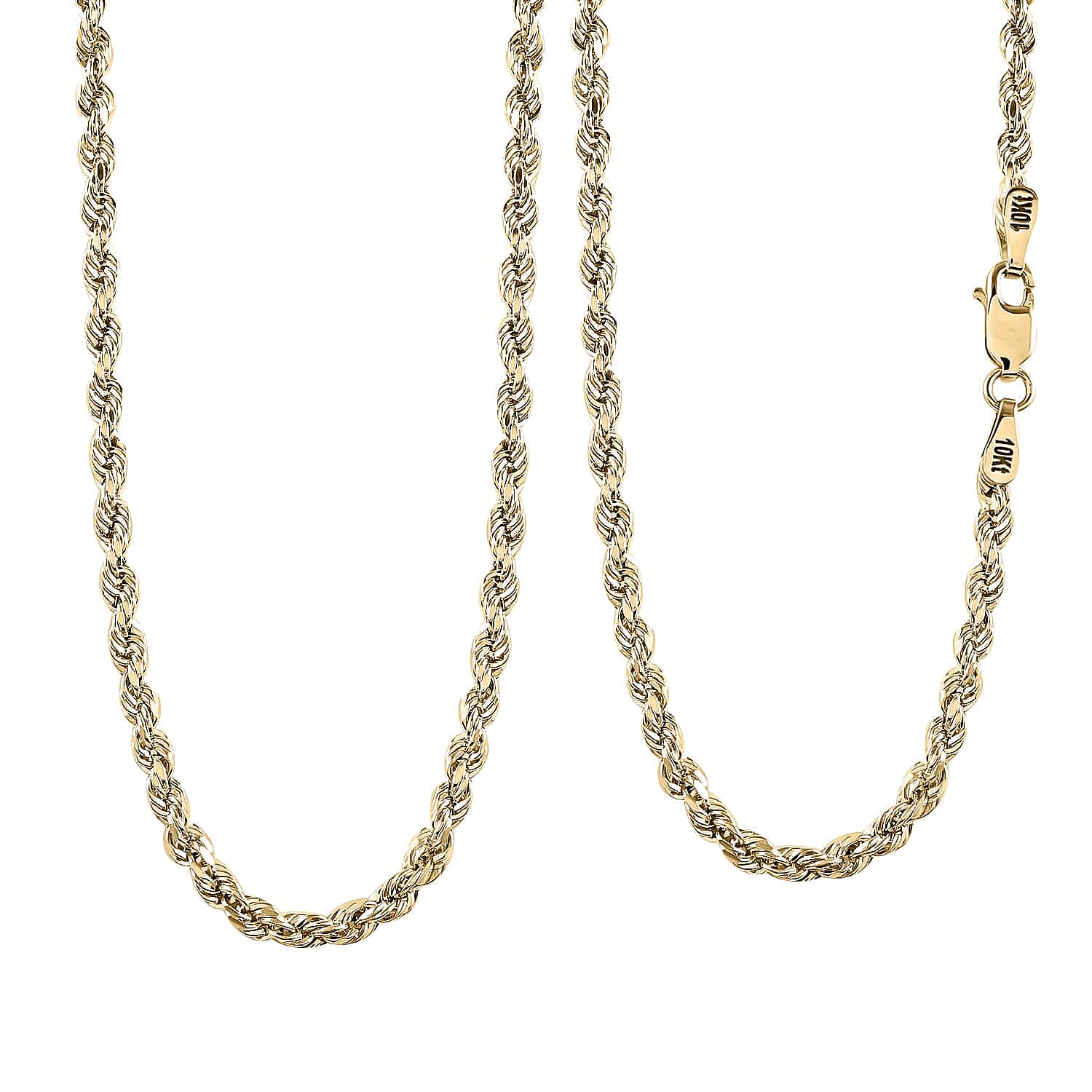 10K Yellow Gold 3mm Rope Necklace 20 Inches 4.40 Grams