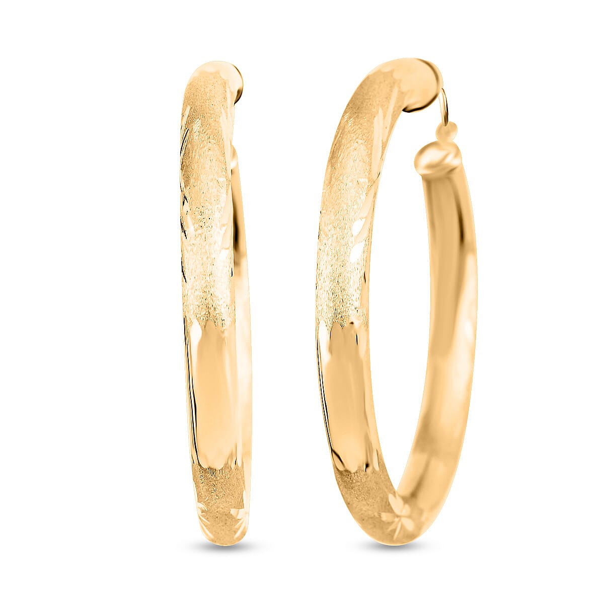 14K Yellow Gold Diamond-Cut Hoop Earrings, Gold Hoops, Hoop Earrings, Diamond Cut Hoop 45mm 4.50 Grams