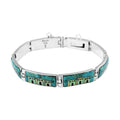 SANTA FE Style Kingman Turquoise and Lab Created Opal Bracelet in Sterling Silver (7.00 In) 17.25 Grams 35.20 ctw - Sticky add to cart bar