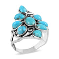 SANTA FE Style Kingman Turquoise Floral Ring in Sterling Silver 2.35 ctw - Sticky add to cart bar