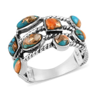 ANTA FE Style Spiny Turquoise Ring in Sterling Silver 2.10 ctw