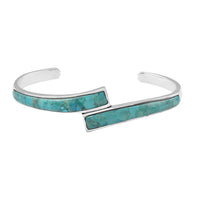 SANTA FE Style Kingman Turquoise Bangle Bracelet in Sterling Silver (6.50 in) 11.50 Grams 7.50 ctw