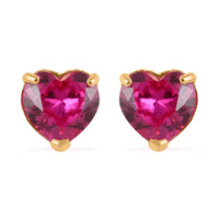 14K Yellow Gold Lab Created Emerald Heart Stud Earrings 0.40 ctw