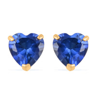 14K Yellow Gold Lab Created Emerald Heart Stud Earrings 0.40 ctw