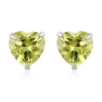 14K White Gold Peridot Heart Stud Earrings 0.50 ctw