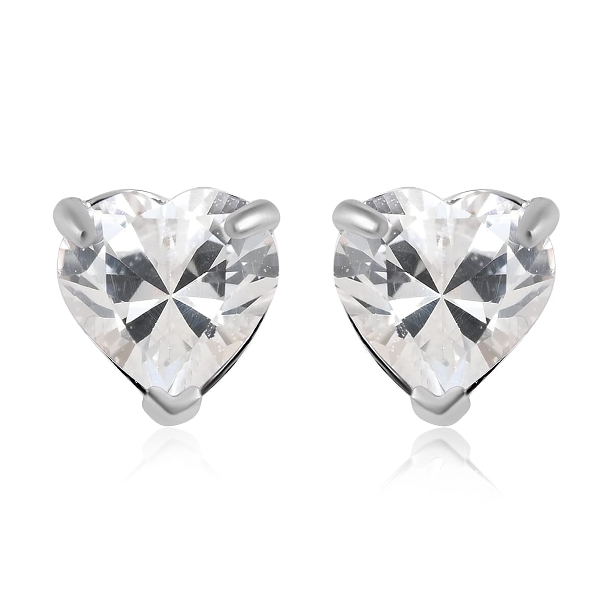 Birthday Special Deal 14K White Gold Lab Created White Sapphire Solitaire Stud Earrings 0.60 ctw
