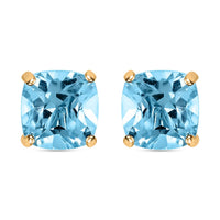 14K Yellow Gold Sky Blue Topaz Stud Earrings with Silicone Back 1.70 ctw