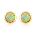 14K Yellow Gold Lab Created Opal Round Stud Earrings 0.20 ctw - Sticky add to cart bar