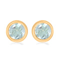 14K Yellow Gold Sky Blue Topaz Round Stud Earrings 1.15 ctw - Sticky add to cart bar