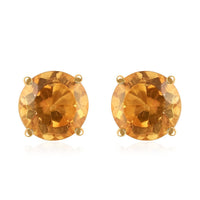 14K Yellow Gold Brazilian Citrine Stud Earrings with Screw Back 1.50 ctw