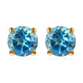 14K Yellow Gold London Blue Topaz Round Stud Earrings 0.60 ctw - Sticky add to cart bar