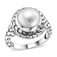 BALI LEGACY White Mabe Pearl Ring in Sterling Silver (Size 6.0)