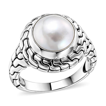 BALI LEGACY White Mabe Pearl Ring in Sterling Silver (Size 6.0) - Product card gallery slide 1 (10176796983609)